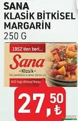 SANA KLASİK BİTKİSEL MARGARİN 250 G fiyat ve kampanya bilgisi